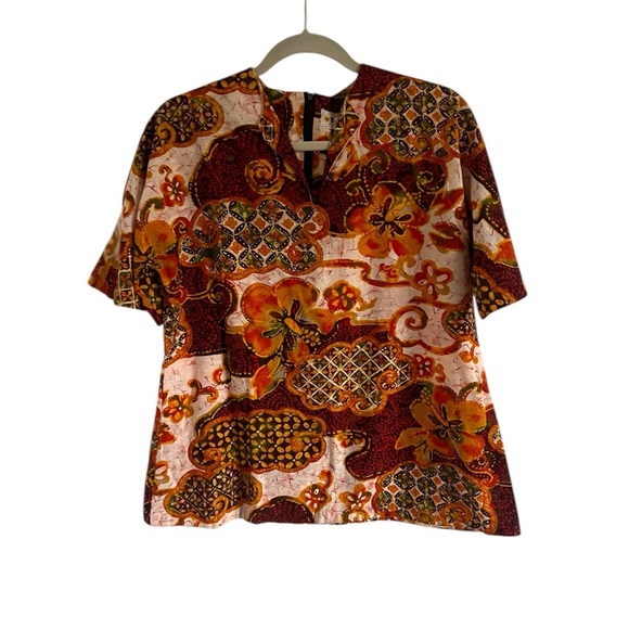 Vintage 1970s Hawaiian Two Potato California Floral Tunic, size large - Picture 1 of 6